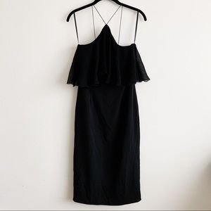 Paper Crown Black Midi Halter Dress